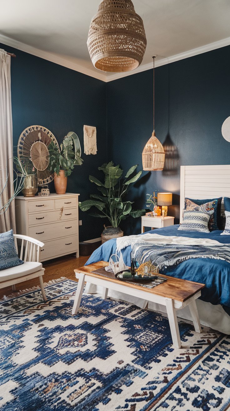 Boho-Stil mit Indigo und Ethno-Mustern